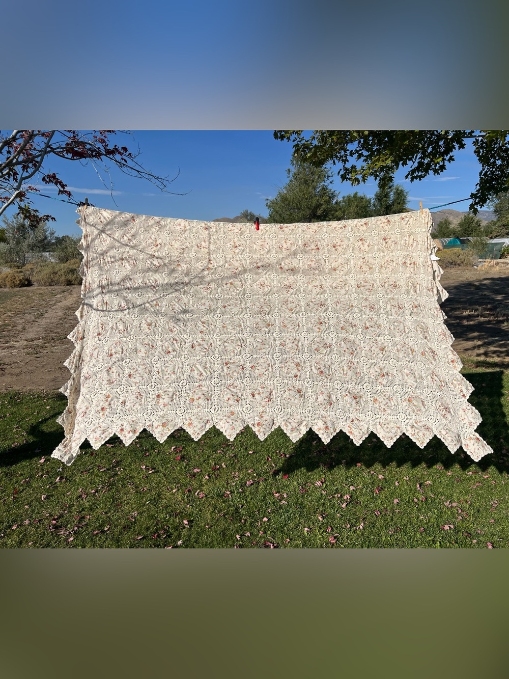 Vintage Patchwork and crochet quilt.